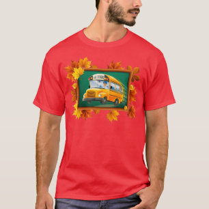 Terug naar schoolbus op zwart t-shirt