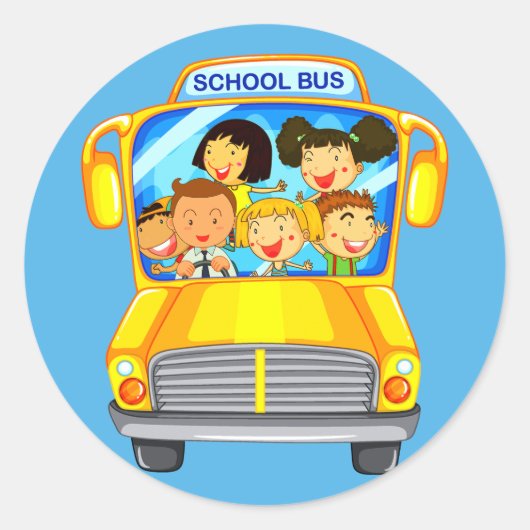 Terug naar schoolbus ronde sticker (Voorkant)