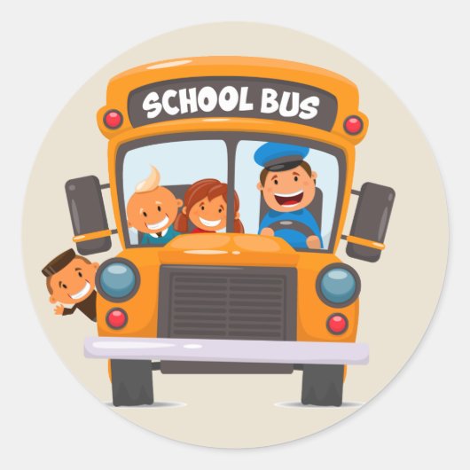 Terug naar schoolbus ronde sticker (Voorkant)