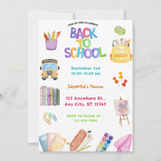 Terug naar schoolfeest kaart (Voorkant)