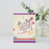 Terug naar schoolfeest uitnodiging briefkaart (Staand voorkant)