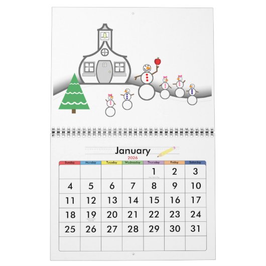 Terug naar schoolkalender - een jaar van scholen kalender (Jan 2026)