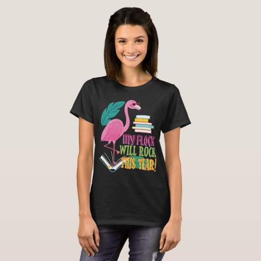 Terug naar schoolleraar Flamingo Lover Mannen Vrou T-shirt (Voorkant volledig)