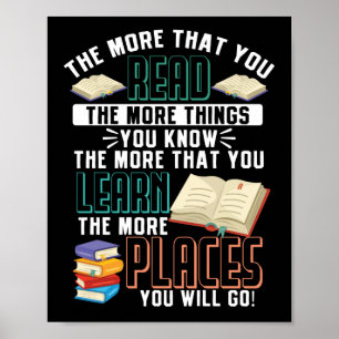 Terug naar schoolleraar hoe meer je leest poster