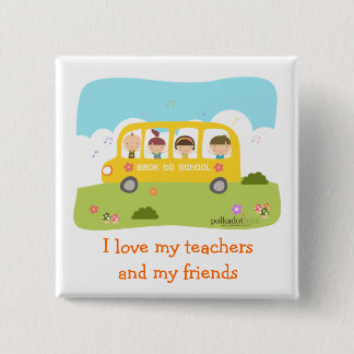 Terug naar schoolpop vierkante button 5,1 cm