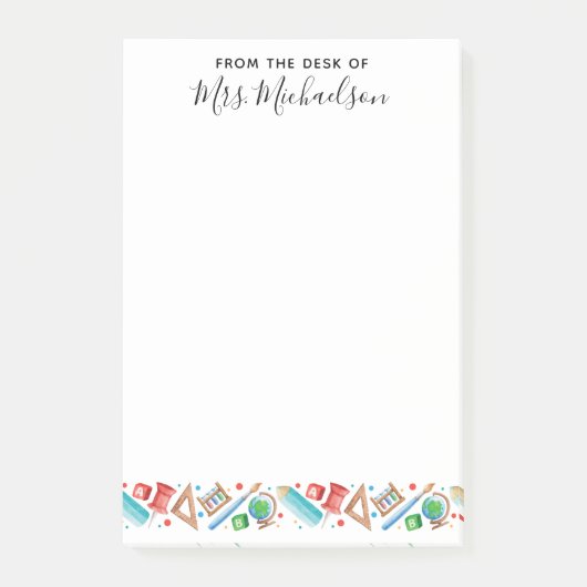 Terug naar schoolpotlood Wereldbol Leraar Post-it® Notes (Voorkant)