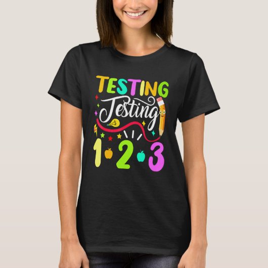 Terug naar schooltests 1 2 3 t-shirt (Voorkant)