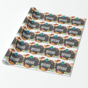 Terug naar schoolthema met jongen en meisjes cadeaupapier