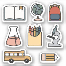 Terug naar Sticker van schoolplank Bus Crayon Book