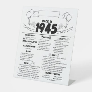 Terug naar verjaardagsherinneringen uit 1945 reclamebord met voetstuk