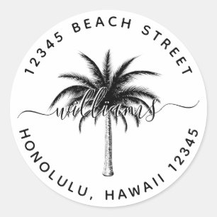 Terug naar zwart-wit palm ronde sticker