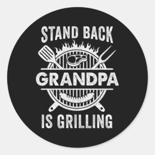Terug Opa is grillen Grappige BBQ Vaders Dag Ronde Sticker