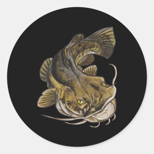 Terug Print Catfish Fisher Catfish Ronde Sticker (Voorkant)