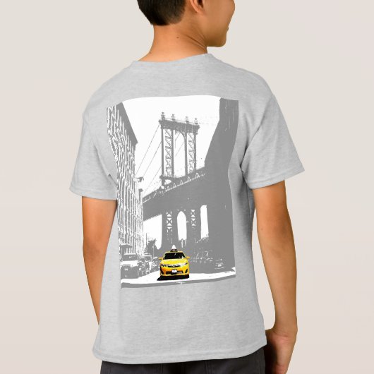 Terug Print New York Brooklyn Geel Taxi Boys T-shirt (Achterkant)
