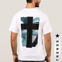 Terug Print T-Shirt Trend Abstract Blauwe Oceaan