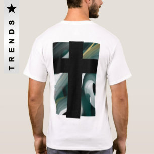 Terug Print T-shirt Trend Abstract Zwart Groen