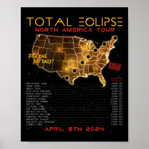 Terug) Totale Zonsverduistering 2024 Noord-Amerika Poster