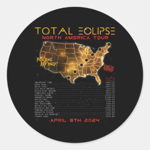 Terug) Totale Zonsverduistering 2024 Noord-Amerika Ronde Sticker