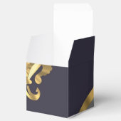 Terug, zilveren gouden fleur de lys bruiloft bedankdoosjes (Geopend)