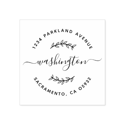 Teruggaveadres rond handgetekend filiaalscript rubberstempel (Afrduk)