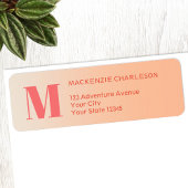 Teruggaveadres voor perzikkleurige verloopmonogram etiket