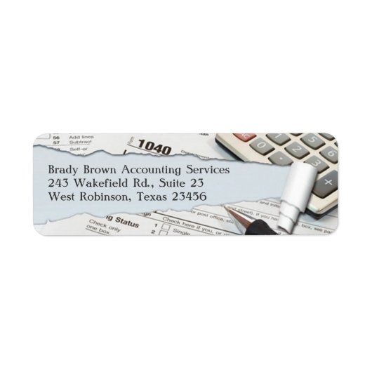 Teruggaveadreslabel van boekhouding etiket (Voorkant)