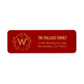 Teruggaveadreslabels voor monogramkrans etiket (Voorkant)