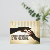 "Teruggeven is plezier" Motivatiebevestiging Briefkaart (Staand voorkant)