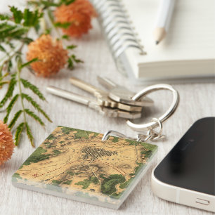  teruggezette gevechtskaart van Gettysburg, 1863 Sleutelhanger