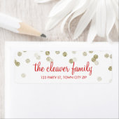 TERUGKEER ADDRESS confetti polka dot glitter gold Etiket (Insitu)