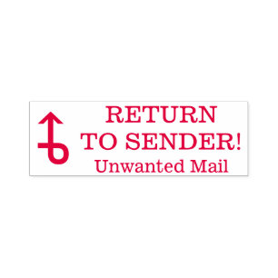 "TERUGKEER NAAR VERZENDER!", "Ongewenste e-mail" R Zelfinktende Stempel
