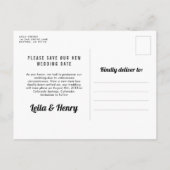 Terugkeer van de bruiloft uitgestelde bruiloft fot aankondigingskaart (Achterkant)