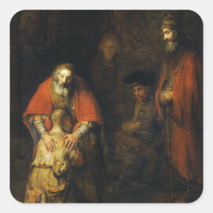 Terugkeer van de prodigal Son door Rembrandt Vierkante Sticker