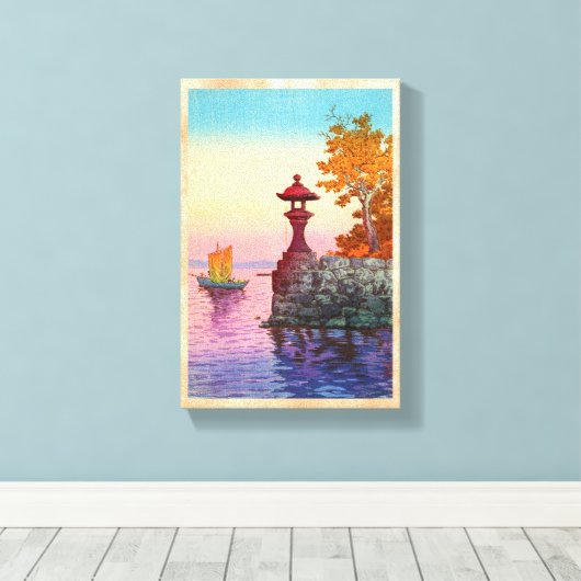 Terugkeer van Sailboot in Yabase Tsuchiya Koitsu h Canvas Afdruk (Insitu (Houten vloer))