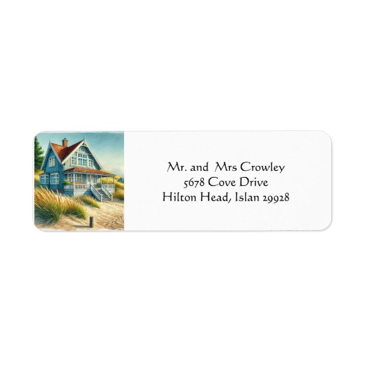 Terugkeeradres Beach House Etiket (Voorkant)