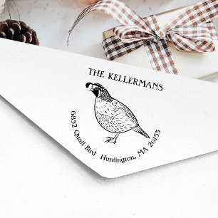 Terugkeeradres kwartelvogel 	rubberstempel
