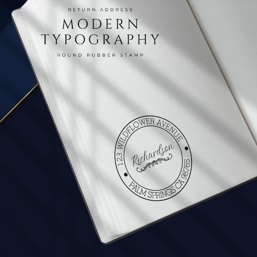 Terugkeeradres Moderne Typografie Ronde Rubberstempel