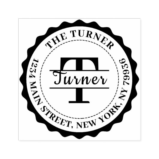 Terugkeeradres monogram 	rubberstempel (Afrduk)