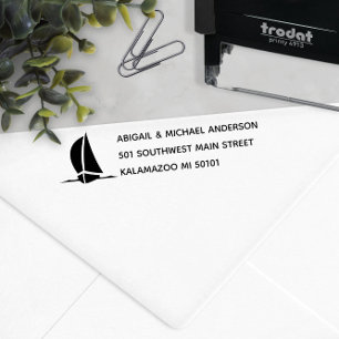 ⛵ Terugkeeradres nautische zeilboot Zelfinktende Stempel