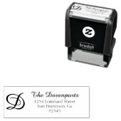 Terugkeeradres voor Script Monogram Zelfinktende Stempel (In situ)