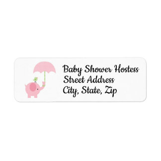 Terugkeeradresetiket voor babymeisjesdouche etiket