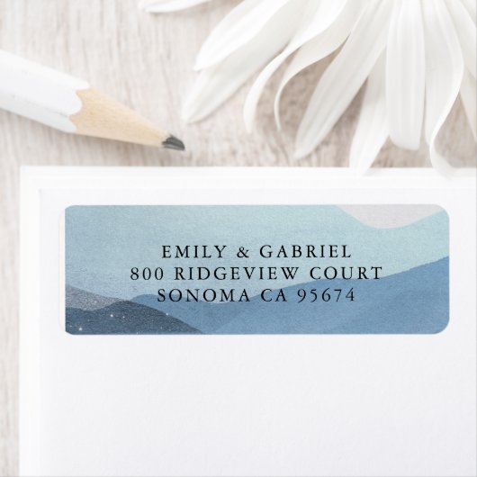 Terugkeeradreslabel Forest Waterverf Mountains Etiket (Insitu)