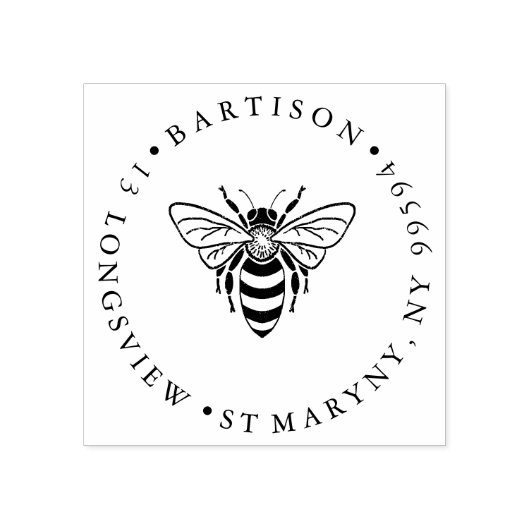 TERUGKERNADRES BEE ROND RUBBERSTEMPEL (Afrduk)