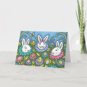 TERUGMAKERE EGG GARDEN, BUNNY RABBIT FLOWERS FEESTDAGEN KAART