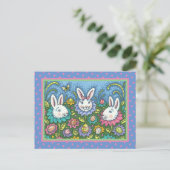TERUGMAKERE EGG GARDEN, BUNNY RABBIT FLOWERS FEESTDAGENKAART (Staand voorkant)
