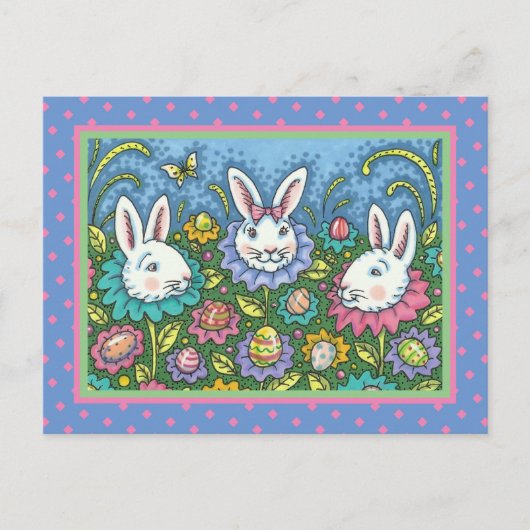 TERUGMAKERE EGG GARDEN, BUNNY RABBIT FLOWERS FEESTDAGENKAART (Voorkant)