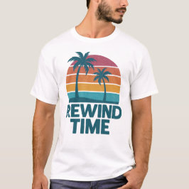 Terugspoeltijd retro sunset palm t-shirt