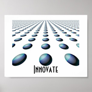 Terugwijkende Blauwe Gebogen Ballen - Innoveer Poster