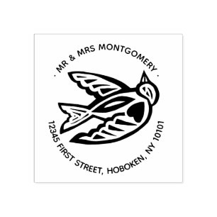 terugzendadres van de liefdesduif rubberstempel