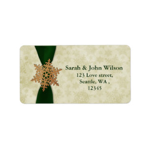 terugzendlabel voor groene bruiloft snowflake etiket